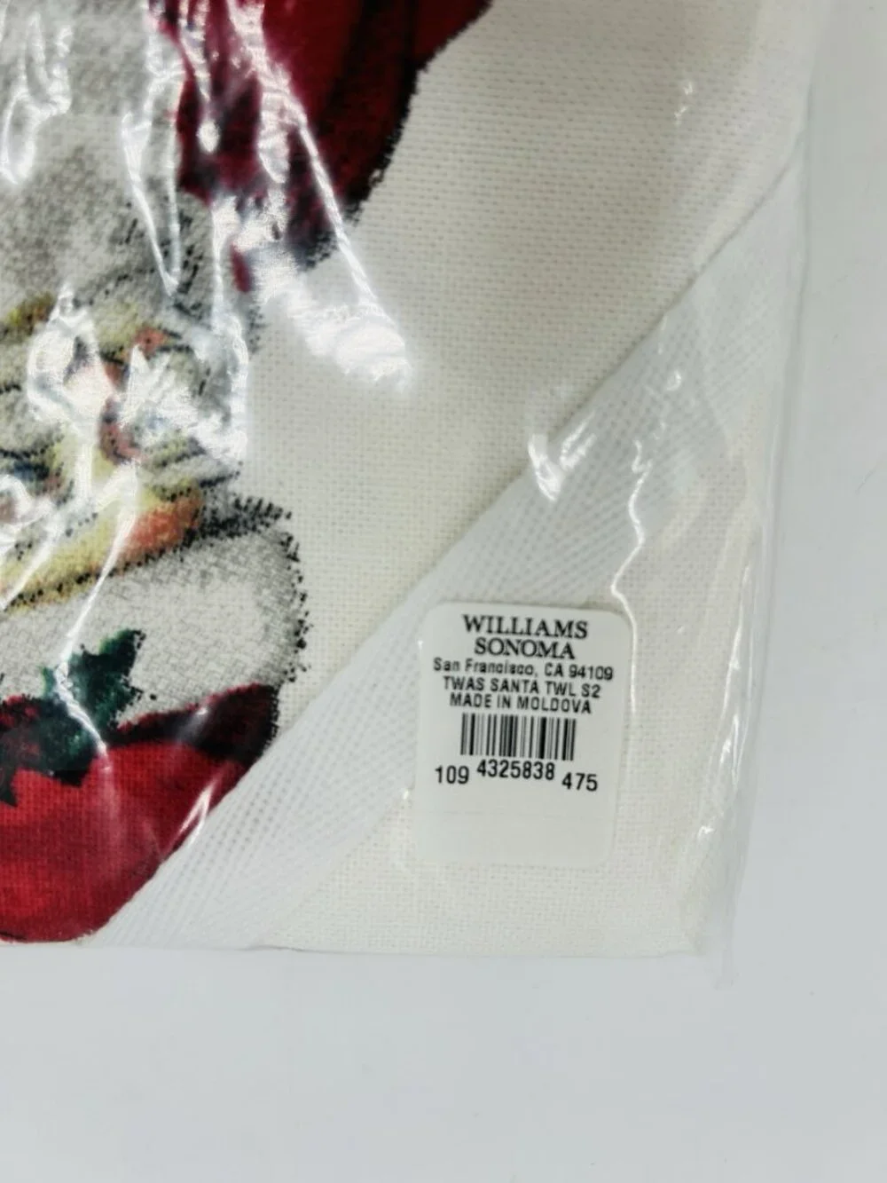 Williams Sonoma Twas the Night Tea Towels Set of 2 Christmas Santa NEW